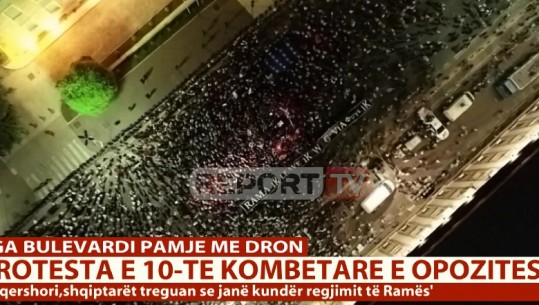  Pamjet me dron gjatë fjalimit të Bashës te Kryeministria (VIDEO)