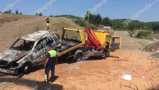 Gjendet një makinë e djegur në Kodër Rrëshen/ Dyshohet se u përdor nga autorët e vrasjes së Armando Gjinit (VIDEO)