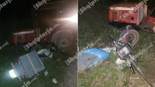 Berat/ Traktori përplas një motor, plagoset një person (FOTO)