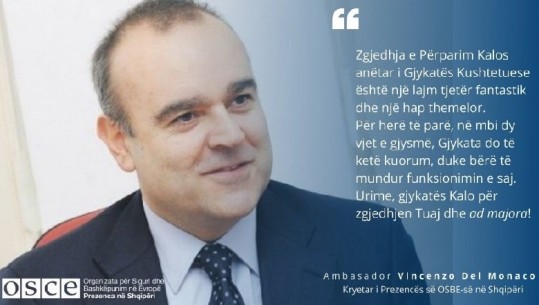 Kushtetuesja bëhet funksionale, OSBE: Lajm fantastik, të eci para me rezultate pozitive