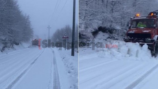 Korça nën një ‘vello’ të bardhë dëbore dhe me reshje të dendura, gjendja nën kontroll (VIDEO)