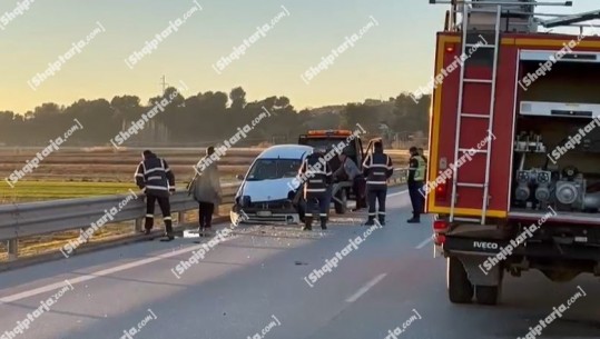 Aksident në aksin Rrogozhinë-Peqin, përplasen dy makina, plagosen rëndë dy persona (VIDEO)