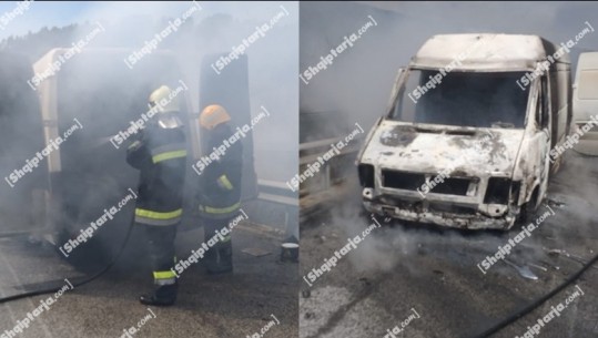 FOTOLAJM/ Merr flakë një furgon mallrash në autostradën Tiranë-Elbasan  