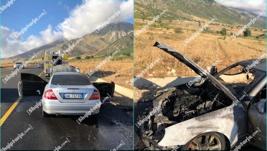 Makina bëhet shkrumb në Bypass-in Orikum-Vlorë! Temperaturat e larta shkaktojnë shkëndijë elektike në motor (FOTO)