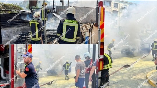 Tiranë/ Zjarr i madh në një pallat në ndërtim në Astir, digjet një automjet i parkuar (VIDEO) 