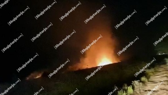 Zjarr pranë autostradës në Novoselë, zjarrfikëset në vendngjarje