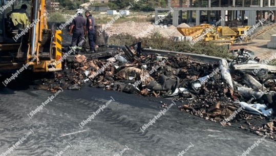 Digjet kamioni në Vorë, prej një orë e gjysmë autostrada Durrës-Tiranë e bllokuar! Shkak një defekt teknik