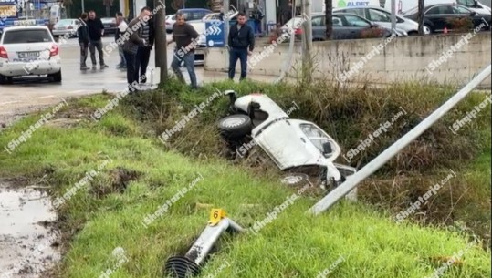 Aksident i rëndë në autostradën Lezhë-Shkodër, foristrada përfundon e përmbysur në kanal! Një i plagosur (VIDEO)