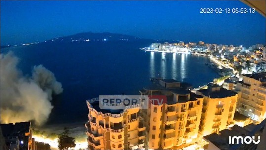 VIDEOLAJM/ Report Tv siguron një tjetër video të shpërthimit të hotelit në Sarandë, zhurma dëgjohet si bombë