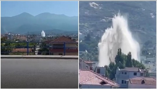 Çahet tubacioni kryesor i ujësjellësit të Bovillës, uji ngrihet disa metra në ajër! UKT: S’ka për të pasur ndikim në furnizim