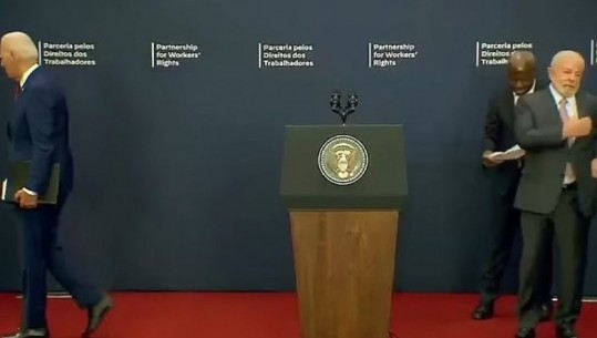 VIDEO/ U bë gati t’i shtrëngonte dorën, Biden largohet nga foltorja pa përshëndetur Presidentin brazilian