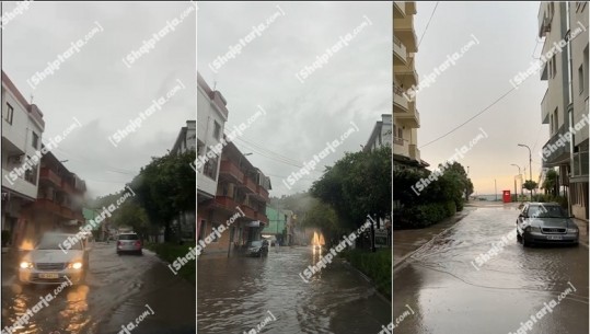 Reshjet në Lezhë/ Uji vërshon nëpër rrugët e Shëngjinit, vështirësi në lëvizje për këmbësorët dhe automjetet (Video)