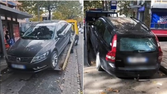 Parkimet në Tiranë, makinat bllokojnë stacionet e autobusëve dhe vijat e bardha! Policia: Shoferët të jenë më të kujdesshëm  