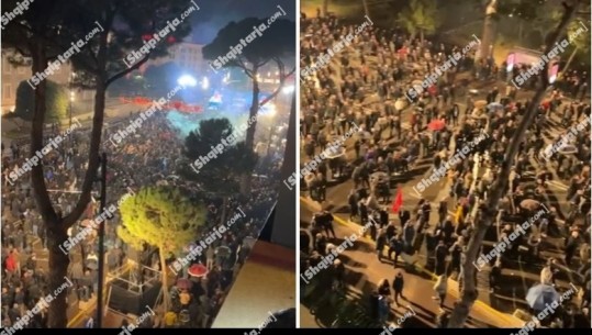 VIDEO/ Berisha mesazh nga foltorja e shtëpisë për protestuesit, e ndjekin pak më shumë militantë se kur flet nga ballkoni