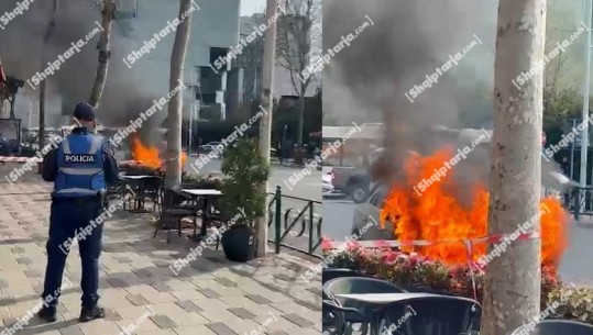 VIDEO+FOTO/ Flakët përpijnë makinën tek ‘Ushtari i Panjohur’