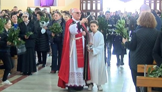 Kremtohet e Diela e Larit në Shkodër, besimtarët i bashkohen ritualit të bekimit të palmave