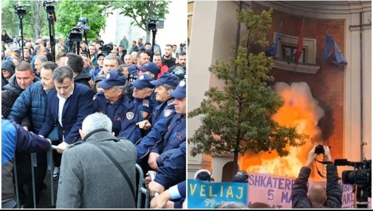 Protesta e dhunshme e Rithemelimit dhe PL-së para Bashkisë Tiranë, arrestohet 53-vjeçari! Kundërshtoi dhe dhunoi policinë (EMRI)