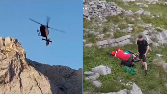 4 turistë gjermanë bllokohen në Qafën e Pejës në Theth, një prej tyre i plagosur! Pamje kur ndërhyn helikopteri për t’i nxjerrë nga gremina