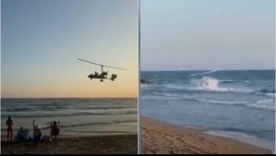 VIDEO/ Momente paniku në plazhin italian, helikopteri sportiv rrëzohet në det dhe për pak sa nuk shkakton tragjedi