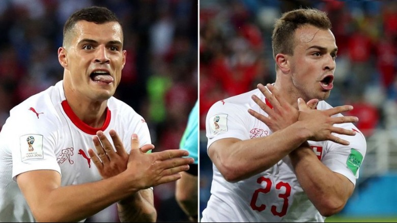 VIDEO/Xhaka dhe Shaqiri festojnë, serbët i ofendojnë nga shkallët e stadiumit