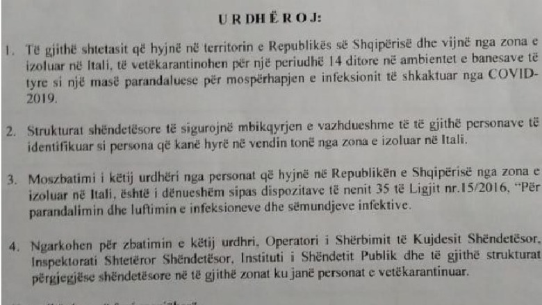 Vetëkarantinim 14 ditë kush vjen nga 'zona e kuqe', gjobë deri në 5 mln lekë kush nuk bindet