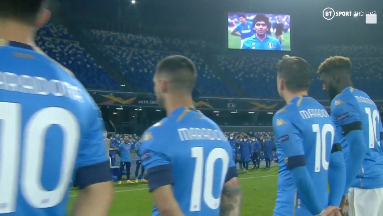 Dhimbje për ikjen e një legjende/ Italia nderon Maradonën, ndalet në minutën e 10 Seria A (VIDEO)