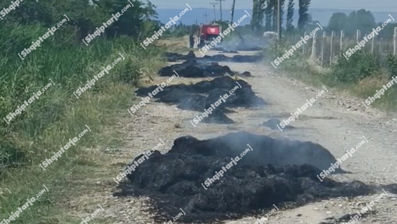 Ra në kontakt me energjinë elektrike, merr flakë automjeti i ngarkuar me ushqim për bagëtitë në Lezhë