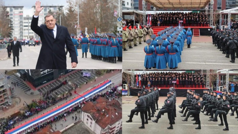 Me rreth 2500 efektivë të forcave policore e speciale dhe mjete të rënda policore, serbët e Bosnjë Hercegovinës kremtuan festën e ndaluar