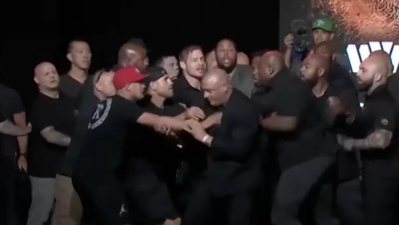 Boks/ Konferenca e shtypit përfundon mes grushtave, sherr masiv mes stafeve të Nate Diaz dhe Jake Paul (VIDEO)