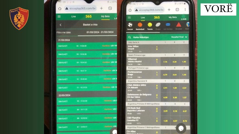 Vendoste baste sportive nëpërmjet celularit, pranga 43-vjeçarit në Vorë