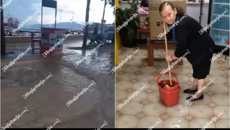 VIDEO/ Reshjet e dendura të shiut përmbytin rrugët e bizneset në Sarandë, qytetarët dhe pronarët bëjnë thirrje për ndërhyrje