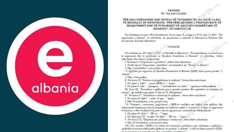 Hyn në fuqi vendimi i Qeverisë,  nga sot çdo shërbim që merrej pranë QKB tani tek 'e-Albania'