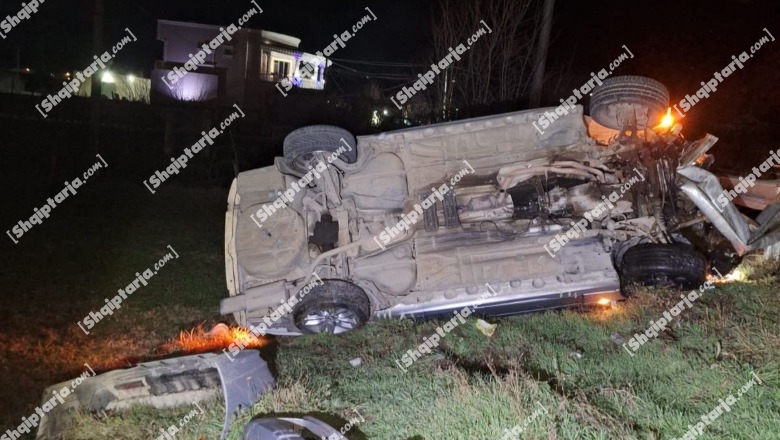 Korçë/ Aksident pranë fshatit Libonik, mjeti del nga rruga dhe kthehet përmbys! Policia në vendngjarje